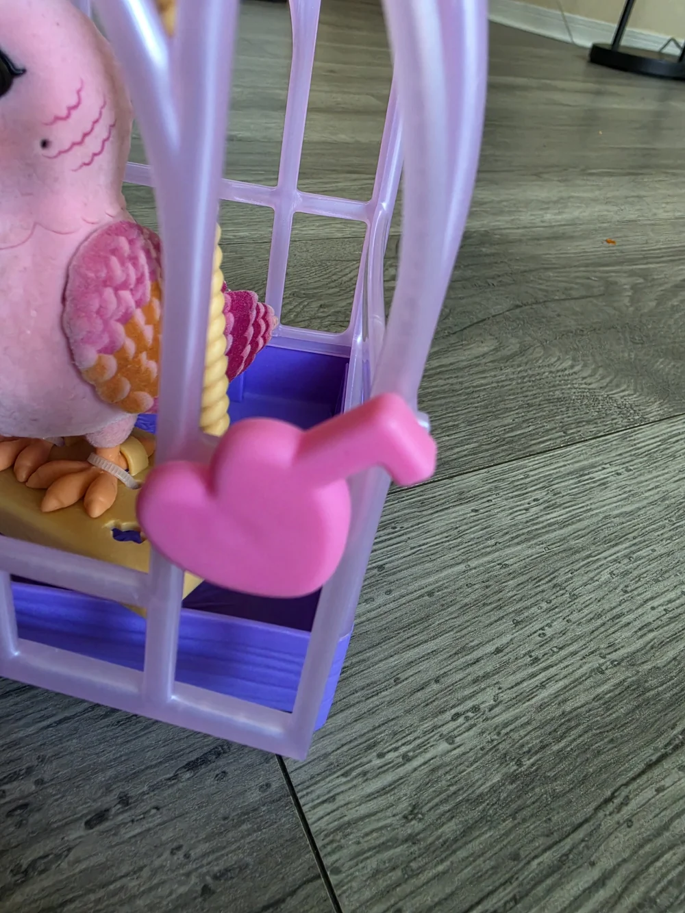 Pink Bird in Purple Play Cage